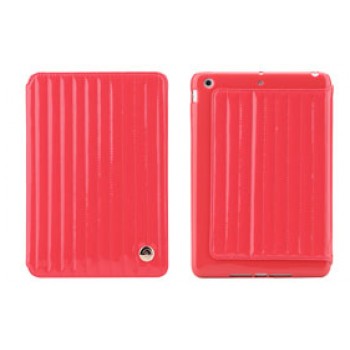 Кожаный глянцевый чехол смарт флип подставка на силиконовой основе с декоративной прошивкой для Ipad Mini 3 Красный