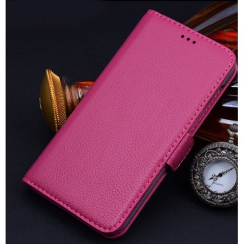 Кожаный чехол портмоне (нат. кожа) для Sony Xperia M2 Aqua Розовый