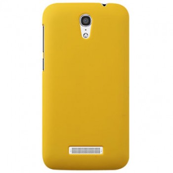 Пластиковый матовый металлик чехол для Alcatel One Touch Pop S7 Желтый
