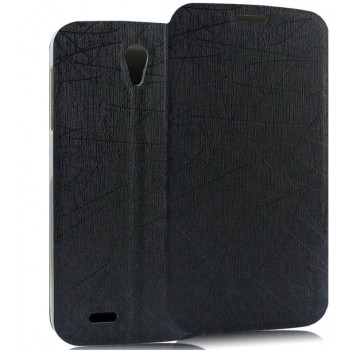 Текстурный чехол флип подставка на присоске для Lenovo A859 Ideaphone Черный