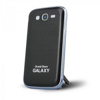 Металлический встраиваемый чехол накладка с шлифованным дизайном для Samsung Galaxy Grand Черный
