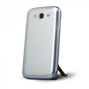 Металлический встраиваемый чехол накладка с шлифованным дизайном для Samsung Galaxy Grand Белый