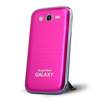 Металлический встраиваемый чехол накладка с шлифованным дизайном для Samsung Galaxy Grand Пурпурный