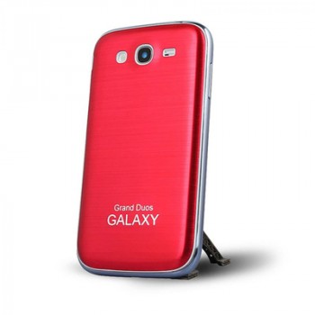 Металлический встраиваемый чехол накладка с шлифованным дизайном для Samsung Galaxy Grand Красный
