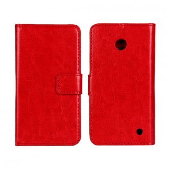 Чехол портмоне подставка (глянцевая кожа) для Nokia Lumia 630 Красный