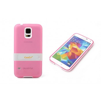 Двухкомпонентный силиконовый чехол с пластиковой ножкой-подставкой для Samsung Galaxy S5 (g900fd g900f g900h) Розовый