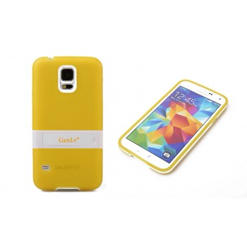 Двухкомпонентный силиконовый чехол с пластиковой ножкой-подставкой для Samsung Galaxy S5 (g900fd g900f g900h) Желтый