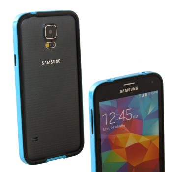 Двухкомпонентный антиударный бампер силикон/поликарбонат для Samsung Galaxy S5 (g900fd g900f g900h) Голубой