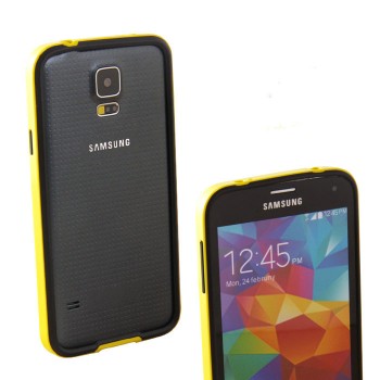 Двухкомпонентный антиударный бампер силикон/поликарбонат для Samsung Galaxy S5 (g900fd g900f g900h) Желтый