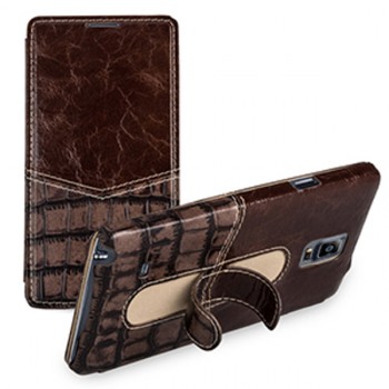 Премиум кожаный чехол (2 вида кожи) горизонтальная книжка с подставкой для Samsung Galaxy Note 4 