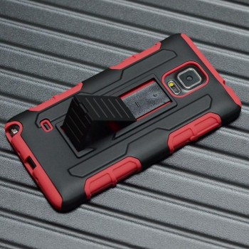 Антиударный чехол с поликарбонатной крышкой и крепежом для Samsung Galaxy Note 4 Красный