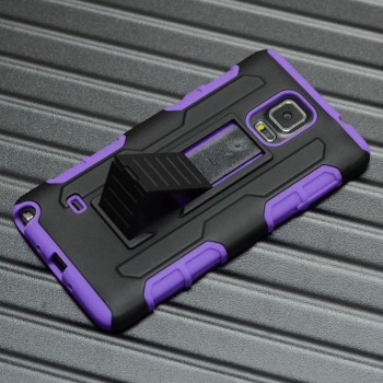 Антиударный чехол с поликарбонатной крышкой и крепежом для Samsung Galaxy Note 4 Фиолетовый