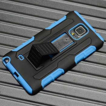 Антиударный чехол с поликарбонатной крышкой и крепежом для Samsung Galaxy Note 4 Синий