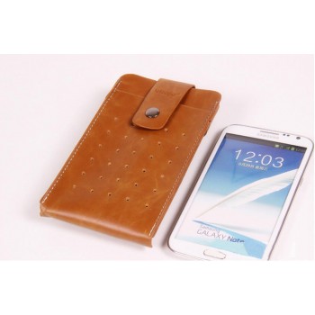 Кожаный чехол мешок с застежкой и крепежом на пояс для Samsung Galaxy Note 4