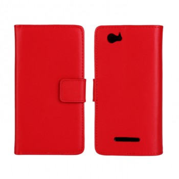 Чехол портмоне подставка с защелкой и внутренней отделкой на пластиковой основе для Sony Xperia M Красный