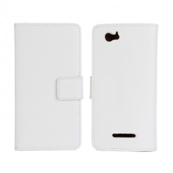 Чехол портмоне подставка с защелкой и внутренней отделкой на пластиковой основе для Sony Xperia M Белый