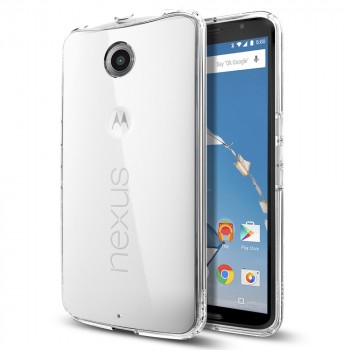 Пластиковый премиум чехол с прозрачной крышкой для Google Nexus 6 Белый