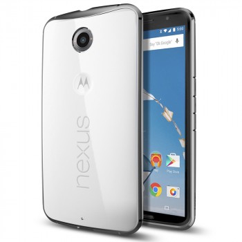 Пластиковый премиум чехол с прозрачной крышкой для Google Nexus 6 Серый