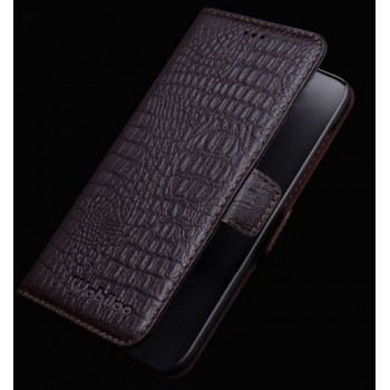 Кожаный чехол портмоне (нат. кожа крокодила) для Google Nexus 6 Коричневый