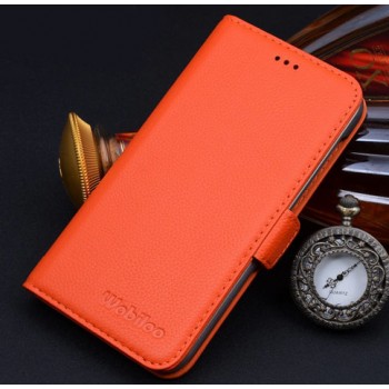 Кожаный чехол портмоне (нат. кожа) для Google Nexus 6 Оранжевый