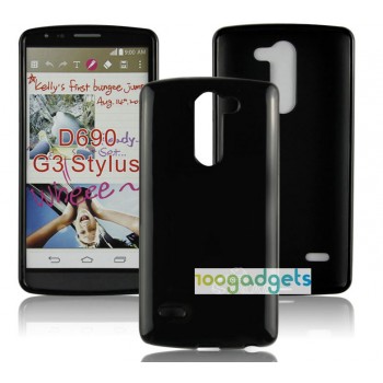 Силиконовый матовый полупрозрачный чехол для LG G3 Stylus Черный