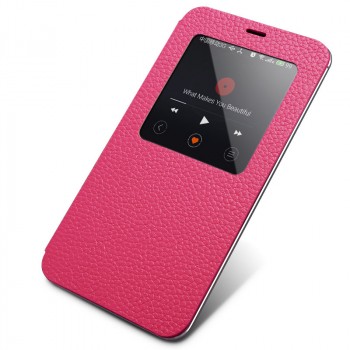 Чехол смарт флип (зернистая кожа) с окном вызова серия Colors для Meizu MX4 Пурпурный