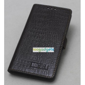 Кожаный чехол портмоне (нат. кожа под крокодила) для Meizu MX4 Pro Коричневый