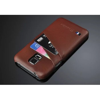 Кожаный чехол накладка зерненая текстура с отделениями для карт на Samsung Galaxy S5