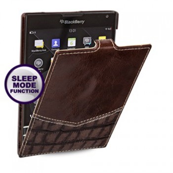 Кожаный чехол вертикальная (нат. кожа двух видов) для Blackberry Passport