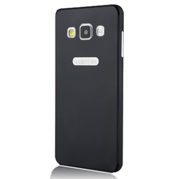 Двухкомпонентный премиум чехол с металлическим бампером и поликарбонатной одноцветной крышкой и лого-отверстием для Samsung Galaxy A5 Черный