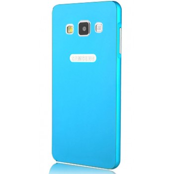 Двухкомпонентный премиум чехол с металлическим бампером и поликарбонатной одноцветной крышкой и лого-отверстием для Samsung Galaxy A5 Голубой
