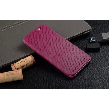 Точечный чехол смарт флип с функциями оповещения для HTC One E8 Фиолетовый