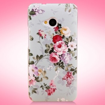 Пластиковый матовый дизайнерский чехол с принтом серия цветы для HTC One (М7) Dual SIM
