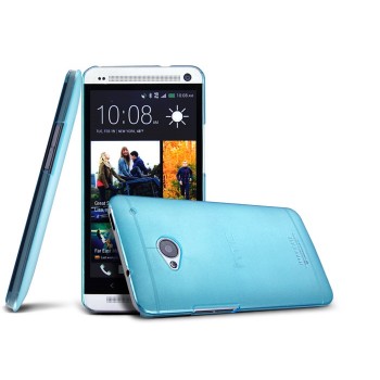 Пластиковый полупрозрачный чехол для HTC One (M7) Dual SIM Голубой