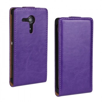 Чехол вертикальная книжка на пластиковой основе с магнитной застежкой для Sony Xperia SP Фиолетовый