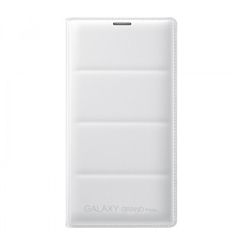 Чехол флип с отделением для карт и тиснением для Samsung Galaxy Grand Prime Белый