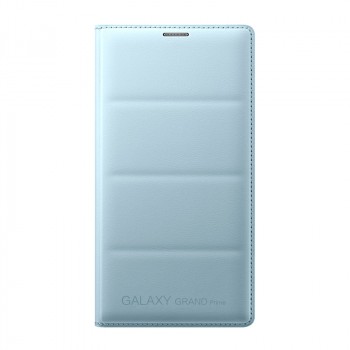 Чехол флип с отделением для карт и тиснением для Samsung Galaxy Grand Prime Голубой