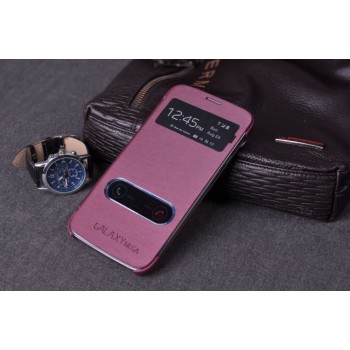 Чехол флип с окном вызова и свайпом для Samsung Galaxy Core Advance Фиолетовый