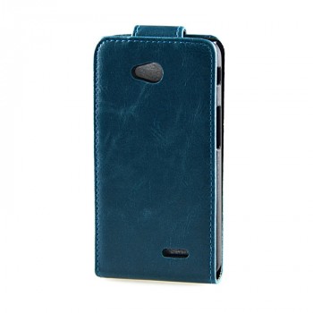 Чехол вертикальная книжка на пластиковой основе с магнитной застежкой для LG L70 Синий
