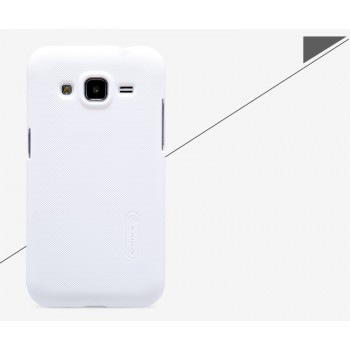 Пластиковый матовый нескользящий премиум чехол для Samsung Galaxy Core Prime Белый
