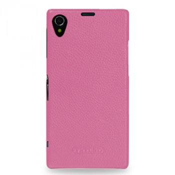 Кожаный чехол накладка (нат. кожа) серия Back Cover для Sony Xperia Z1 Розовый