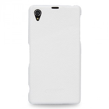 Кожаный чехол накладка (нат. кожа) серия Back Cover для Sony Xperia Z1 Белый