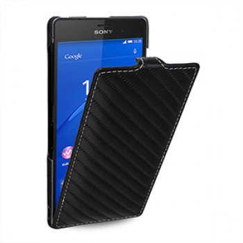 Эксклюзивный кожаный чехол вертикальная книжка (премиум нат. кожа) с дизайнерским поверхностным тиснением для Sony Xperia Z3 