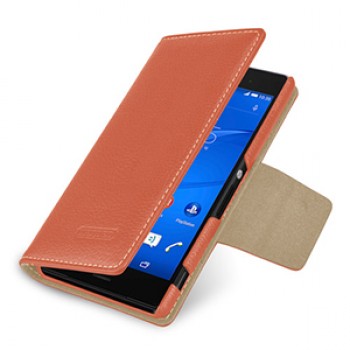 Эксклюзивный кожаный чехол портмоне подставка (премиум нат. кожа) на кожаной основе с усиленной магнитной защелкой для Sony Xperia Z3 