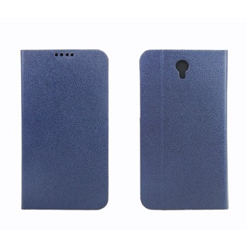 Текстурный чехол флип подставка с застежкой и внутренними карманами для Alcatel One Touch Idol 2 mini Синий