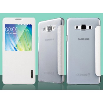 Чехол смарт флип подставка с прозрачным основанием и окном вызова для Samsung Galaxy A7 Белый