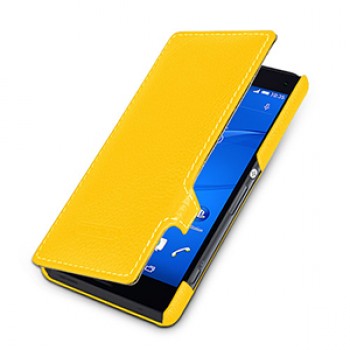 Кожаный чехол горизонтальная книжка (нат. кожа) с защелкой для Sony Xperia Z3 Compact 
