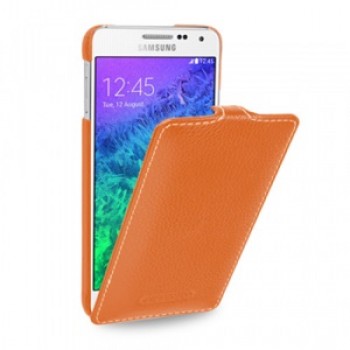 Кожаный чехол вертикальная книжка (нат. кожа) для Samsung Galaxy Alpha 