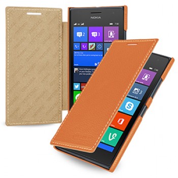 Кожаный чехол горизонтальная книжка (нат. кожа) для Nokia Lumia 730/735 