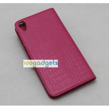 Кожаный чехол портмоне (нат. кожа крокодила) для HTC Desire 820 Розовый